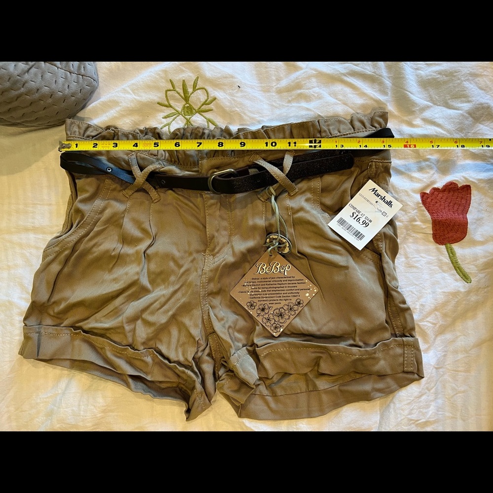 BeBop Tan Soft Short with Belt; Size 9; 30” waist
